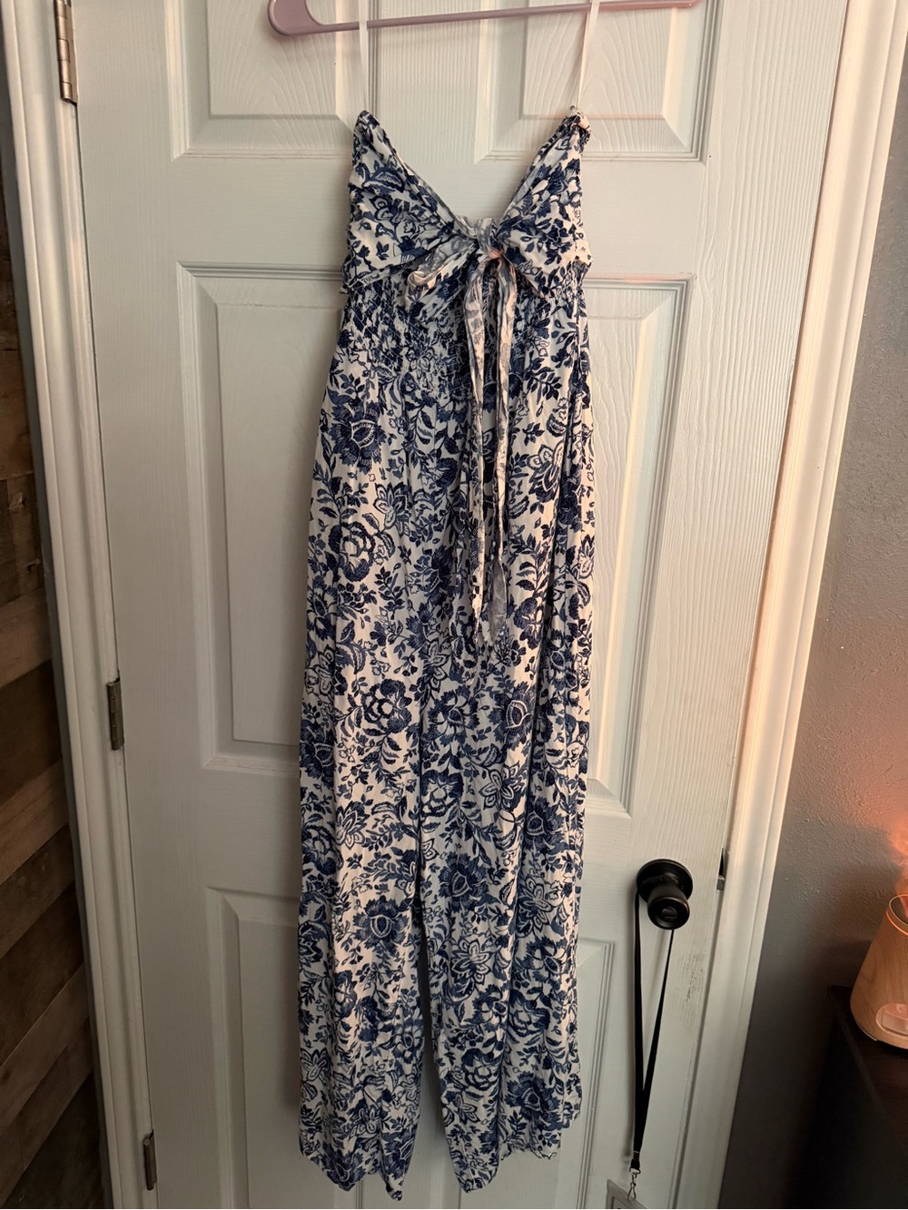 Blue Floral Tie-Front Women's Jumpsuit